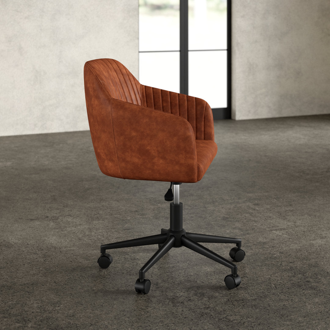 Flannigan Polyurethane Task Chair Greyleigh™ Upholstery Color: Brown