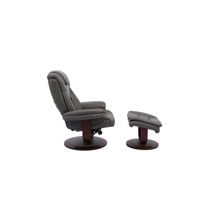 Carolynn 33.5" Wide Leather Match Manual Swivel Ergonomic Recliner with Ottoman Wade Logan® Upholstery Color: Ice Leather Match