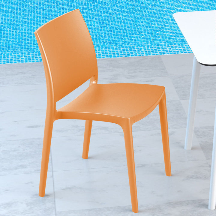 Burt Stacking Patio Dining Side Chair (Set of 2) AllModern Color: Orange