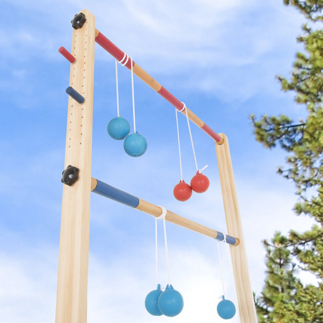 Hey Play Solid Wood Ladder Toss Set with Carrying Case Backyard Activity for BBQ or Tailgate Hey! Play!