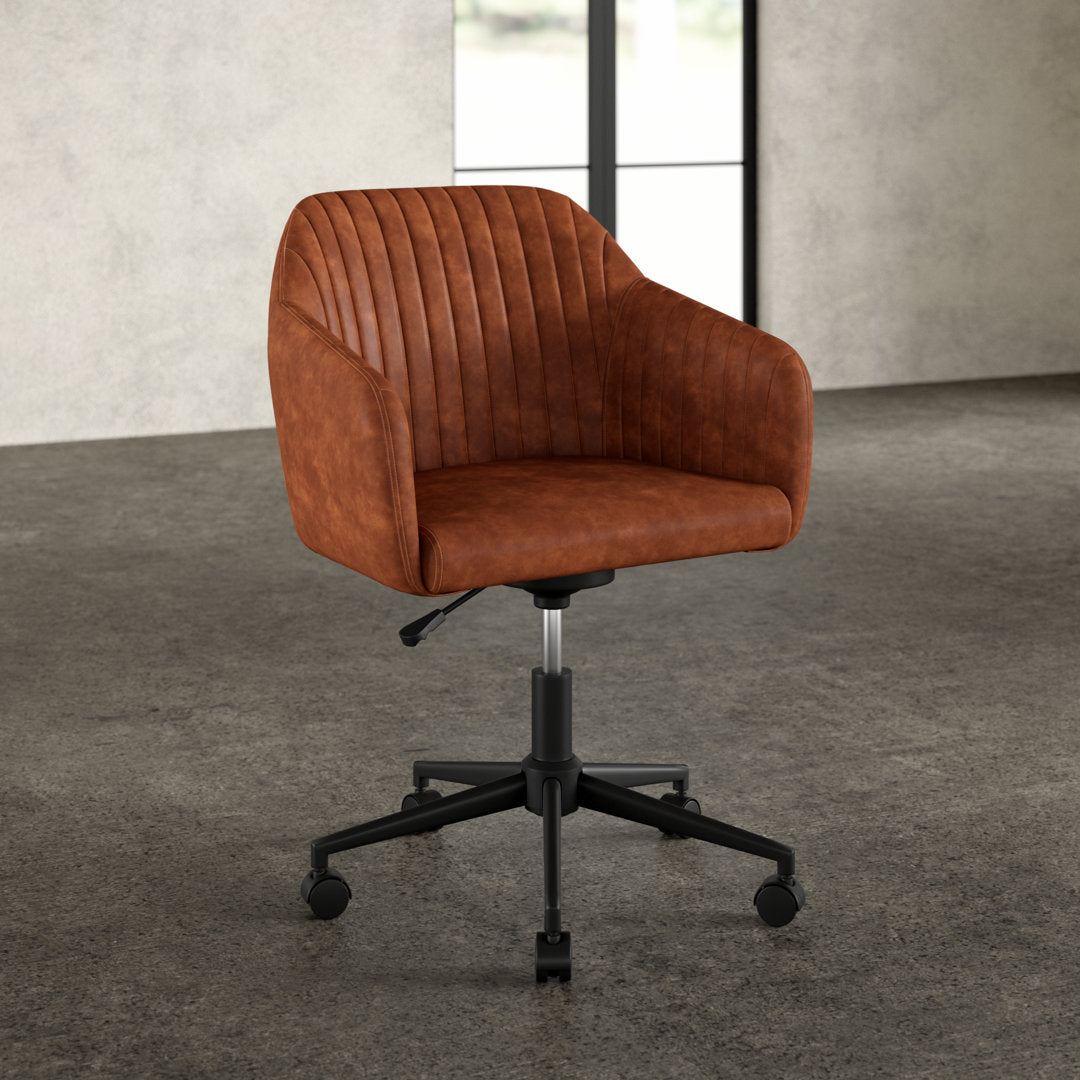 Flannigan Polyurethane Task Chair Greyleigh™ Upholstery Color: Brown