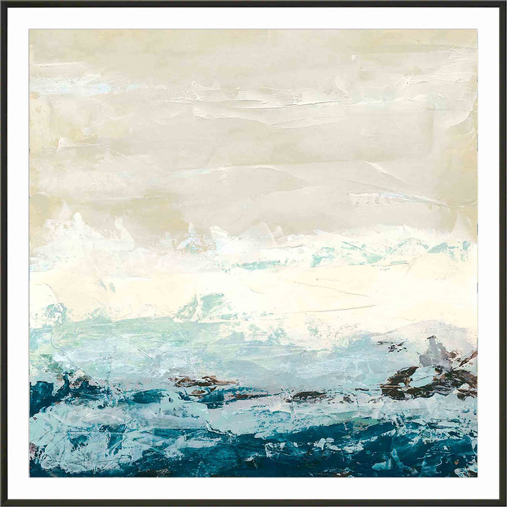 Coastal Currents I by June Erica Vess - Picture Frame Painting Wade Logan® Frame Color: Natural Size: 24"H x 36"W
