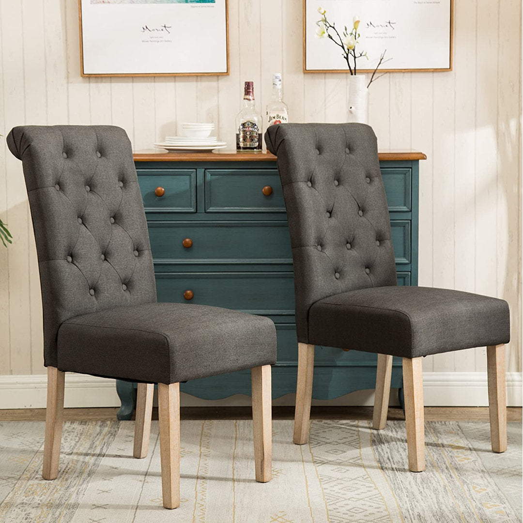 Charlotte Tufted Upholstered Parsons Chair (Set of 2) Red Barrel Studio® Upholstery Color: Charcoal