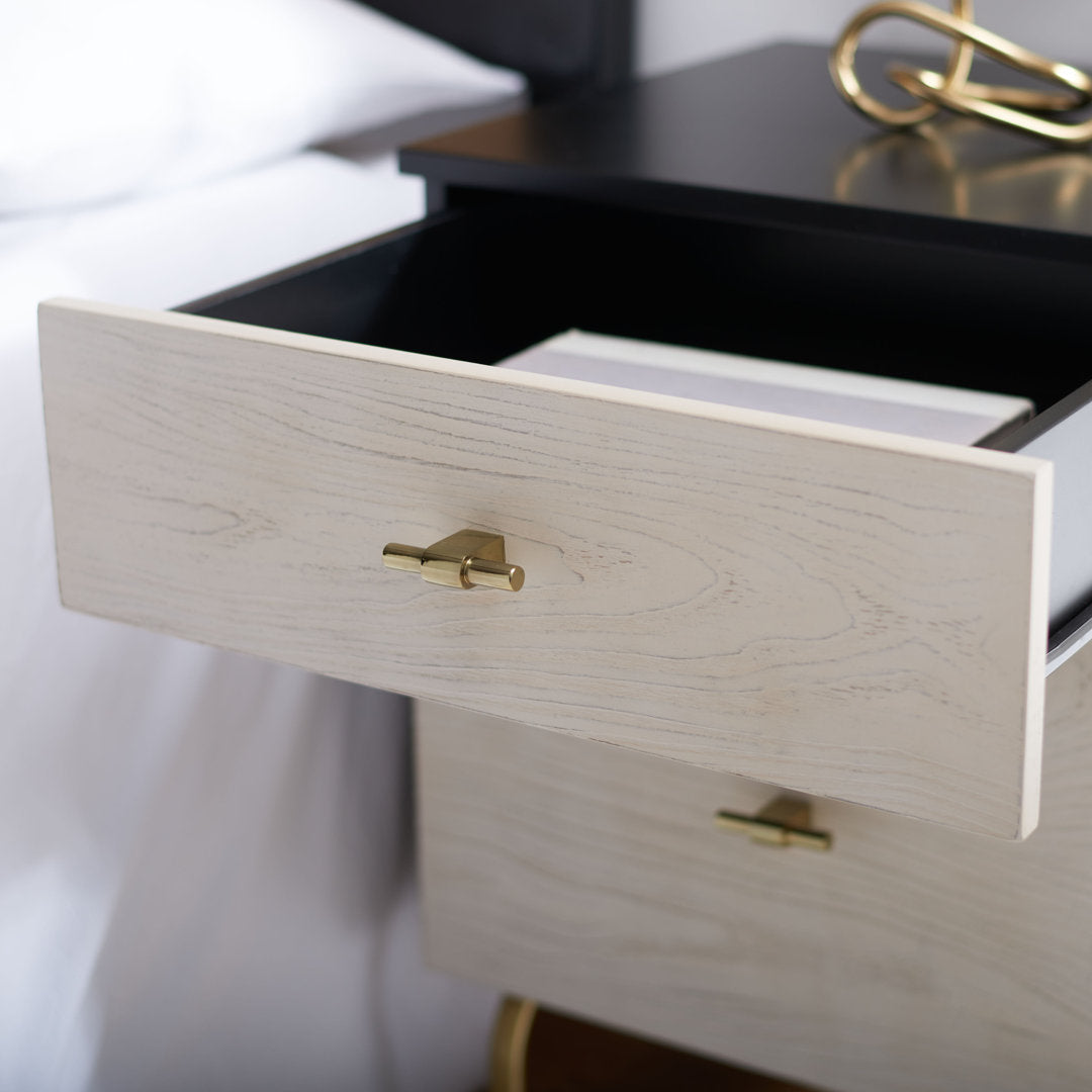 Linaris 2 - Drawer Nightstand Ivy Bronx Color: Black/White Washed