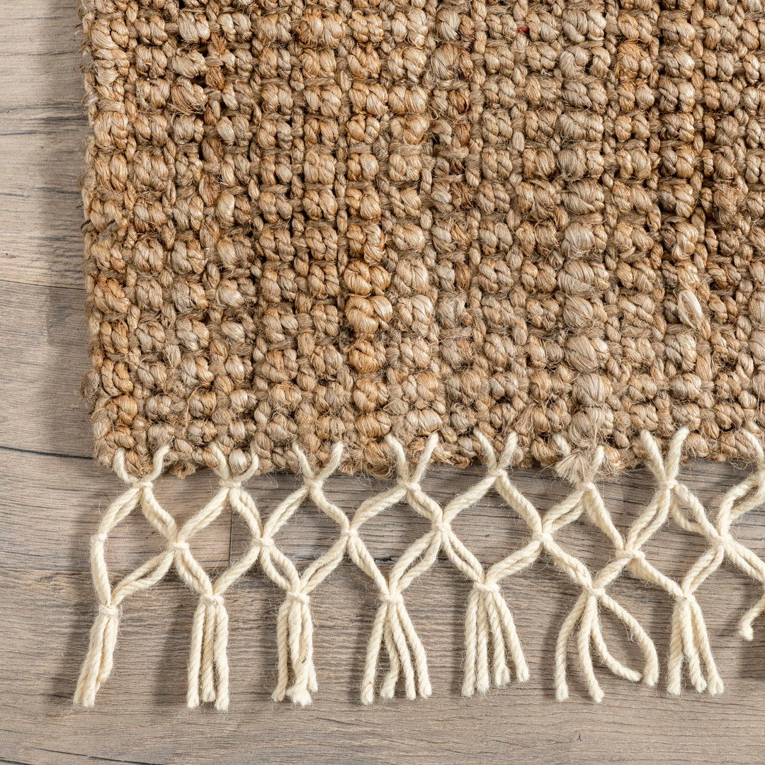 Werts Handmade Tufted Farmhouse Jute Tasseled Brown Rug Bay Isle Home™ Rug Size: Rectangle 5' x 8'
