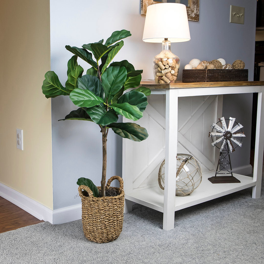 30" Artificial Fiddle Leaf Fig Tree in Basket Joss & Main