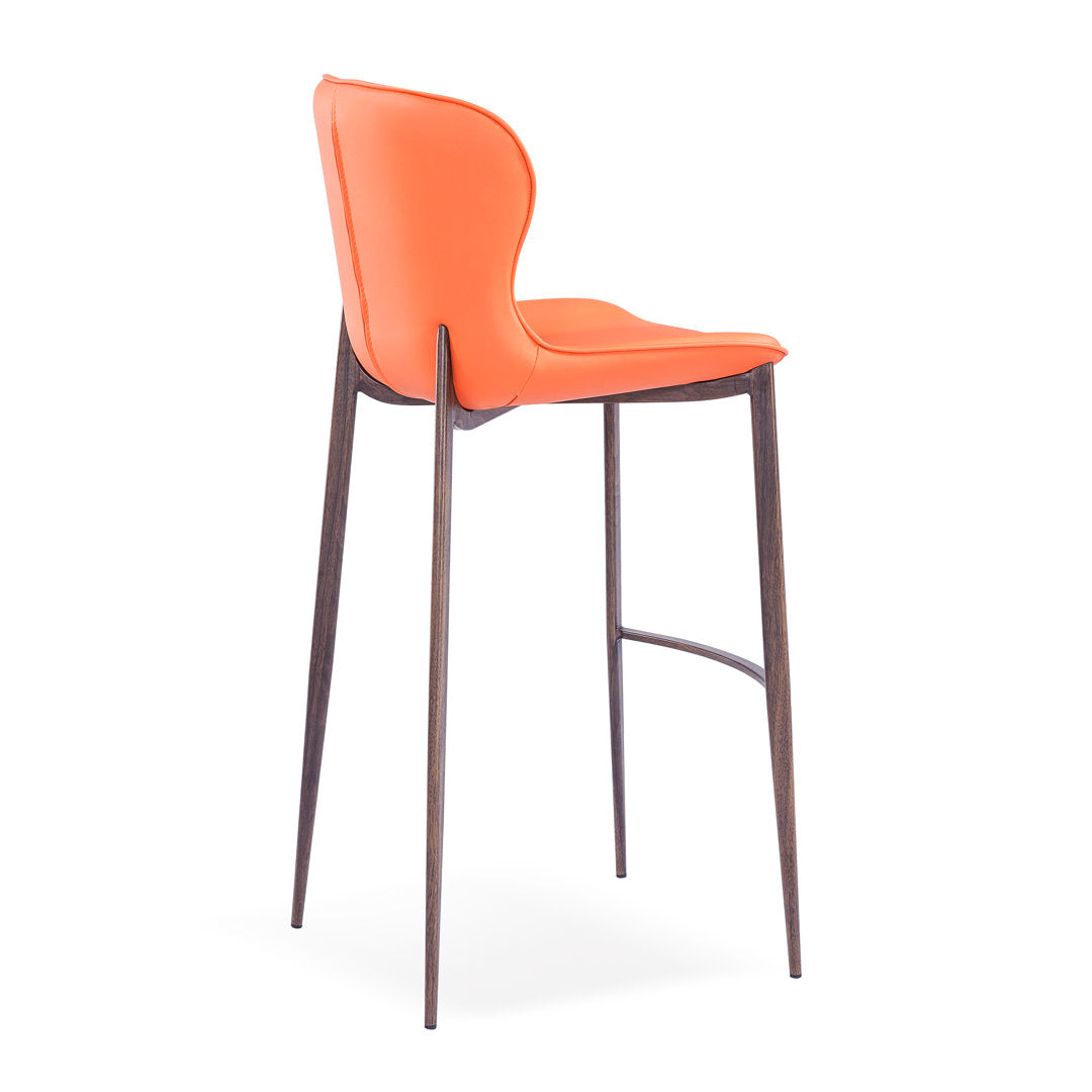 Albert Upholstered Bar & Counter Stool Upper Square™ Base Color: Wood Veneer, Upholstery Color: Orange Seat Height: Counter Stool (24” Seat Height)