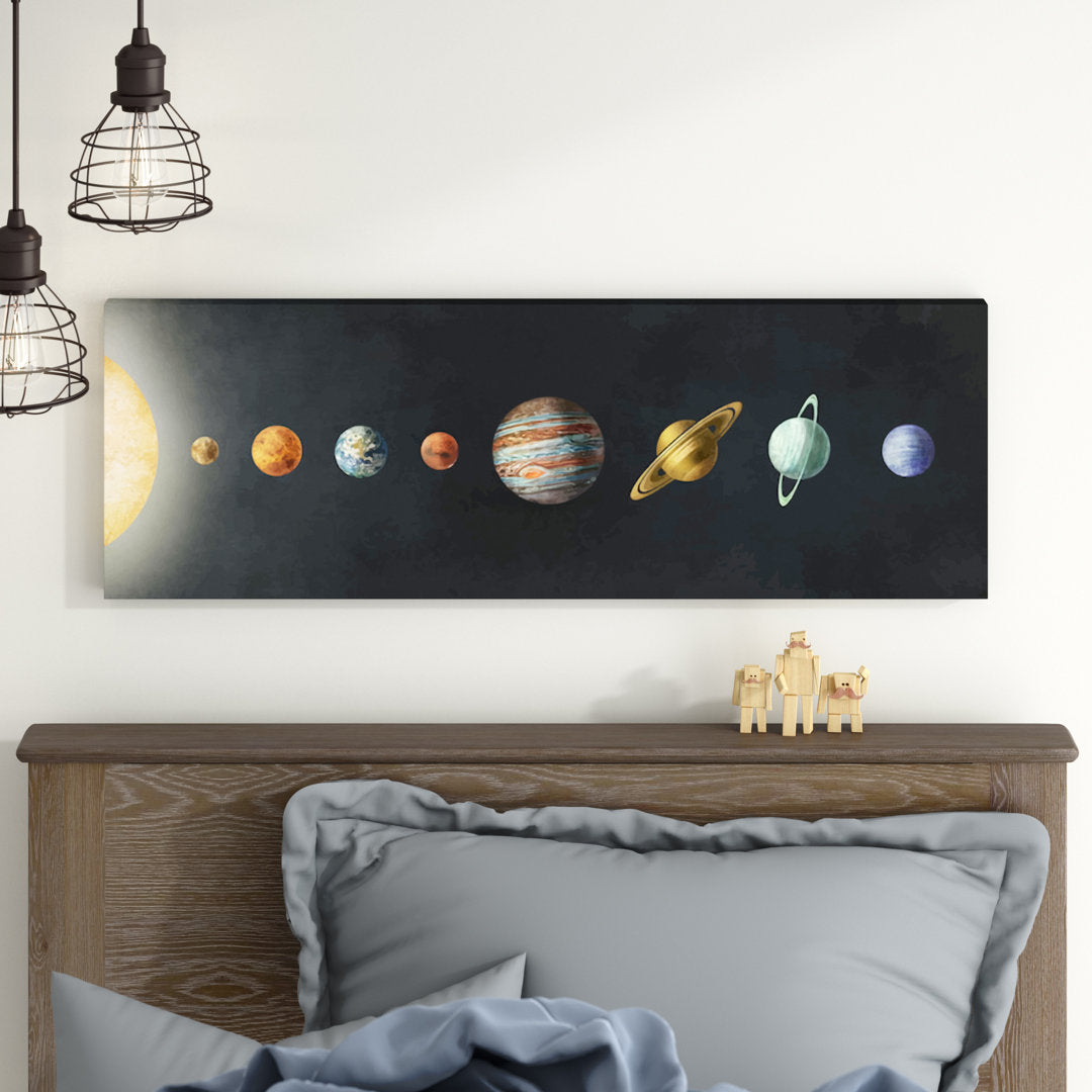 The Solar System' by Terry Fan - Wrapped Canvas Panoramic Print Harriet Bee Size: 16" H x 48" W x 1.5" D Format: Wrapped Canvas