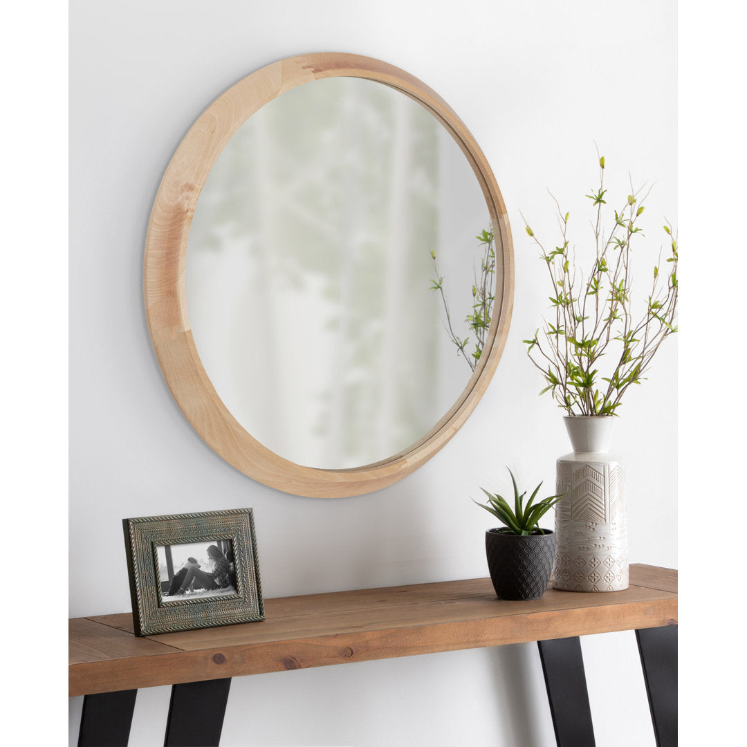 Laylah Wood Framed Mirror 24" Diameter Natural Sand & Stable™