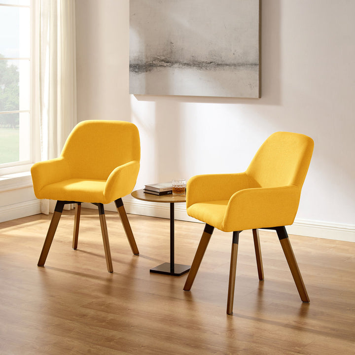Rayshawn 22.83" W Linen Swivel dining chairs (Set of 2) Wade Logan® Upholstery Color: Yellow Linen