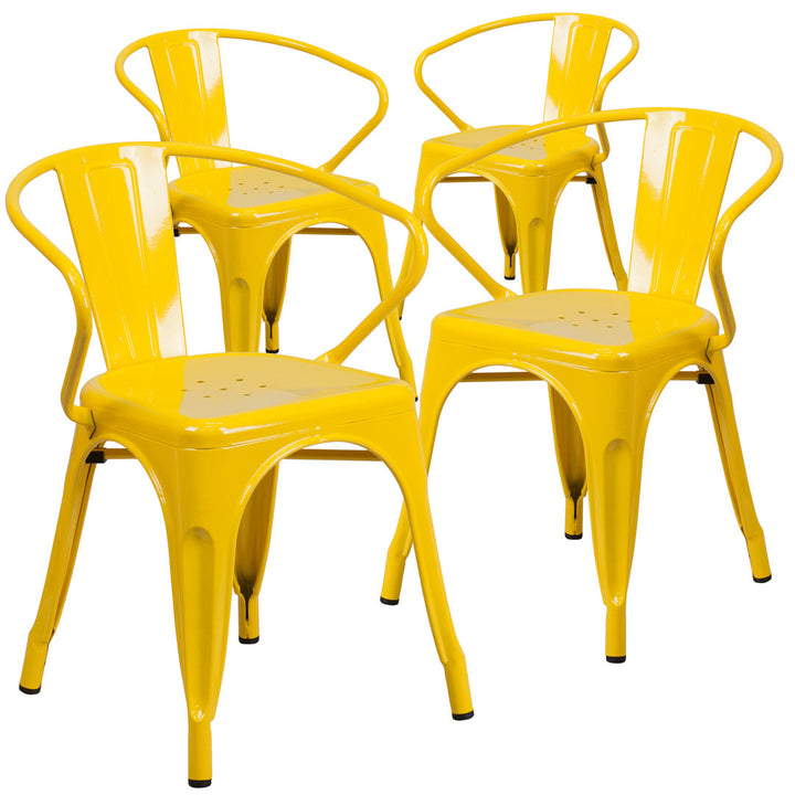 Hucheson Metal Indoor-Outdoor Chair with Arms Flash Furniture Seat Finish: Yellow