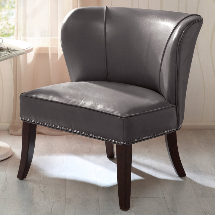 Beesley Faux Leather Armless Accent Chair Andover Mills™ Leather Type: Gray Faux Leather