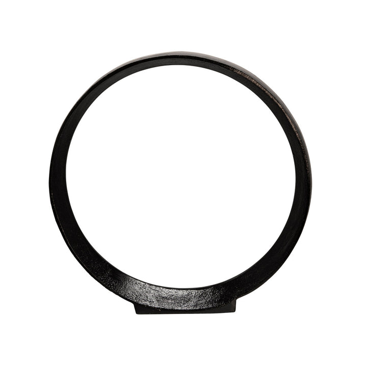 Set of 2 Metal Ring Sculptures - Modern Abstract Black Aluminum 12" and 14" Circular Sculpture Steelside™