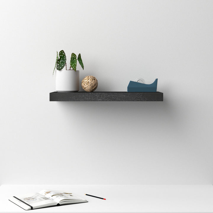 Sherice Floating Shelf AllModern Size: 1.97" H x 23.63" W x 10.24" D Finish: Black