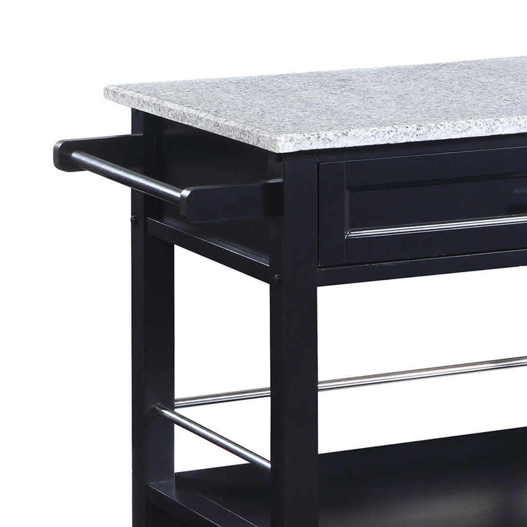 Ager Granite Top Kitchen Cart With Storage Space Latitude Run® Base Finish: Black