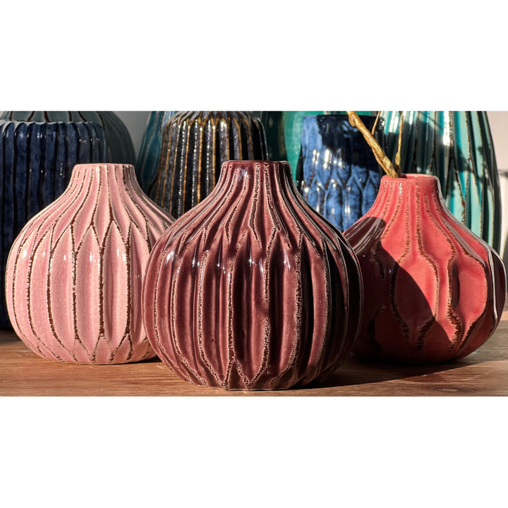 3 Piece Pink/Mauve/Rose Stoneware Table Vase Set Dakota Fields Color: Pink/Mauve/Rose