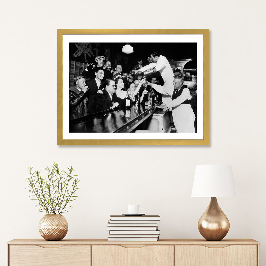 End of the Prohibition Party - Photograph Print East Urban Home Size: 24" H x 32" W x 1" D Format: Gold Framed Paper