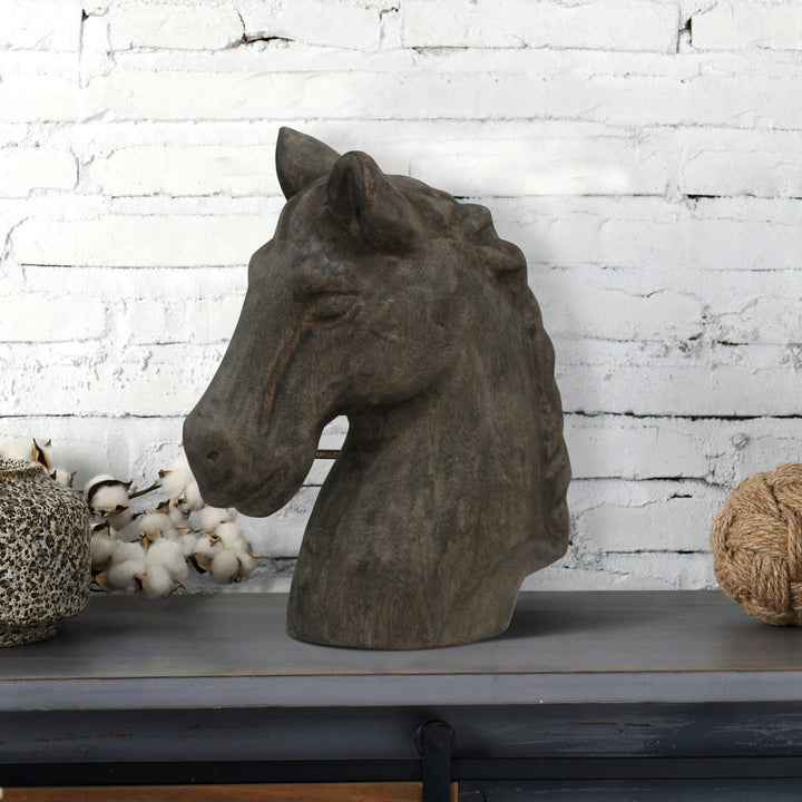 Brewton Horse Wood Carved Table Bust Lark Manor™
