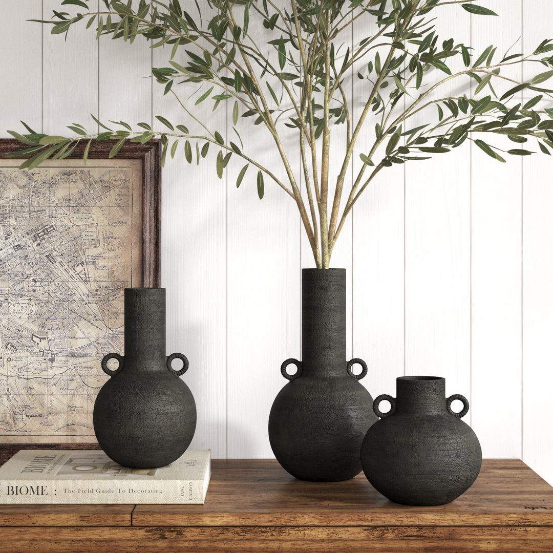3 Piece Iyanna Ceramic Table Vase Set Birch Lane™ Color: Black