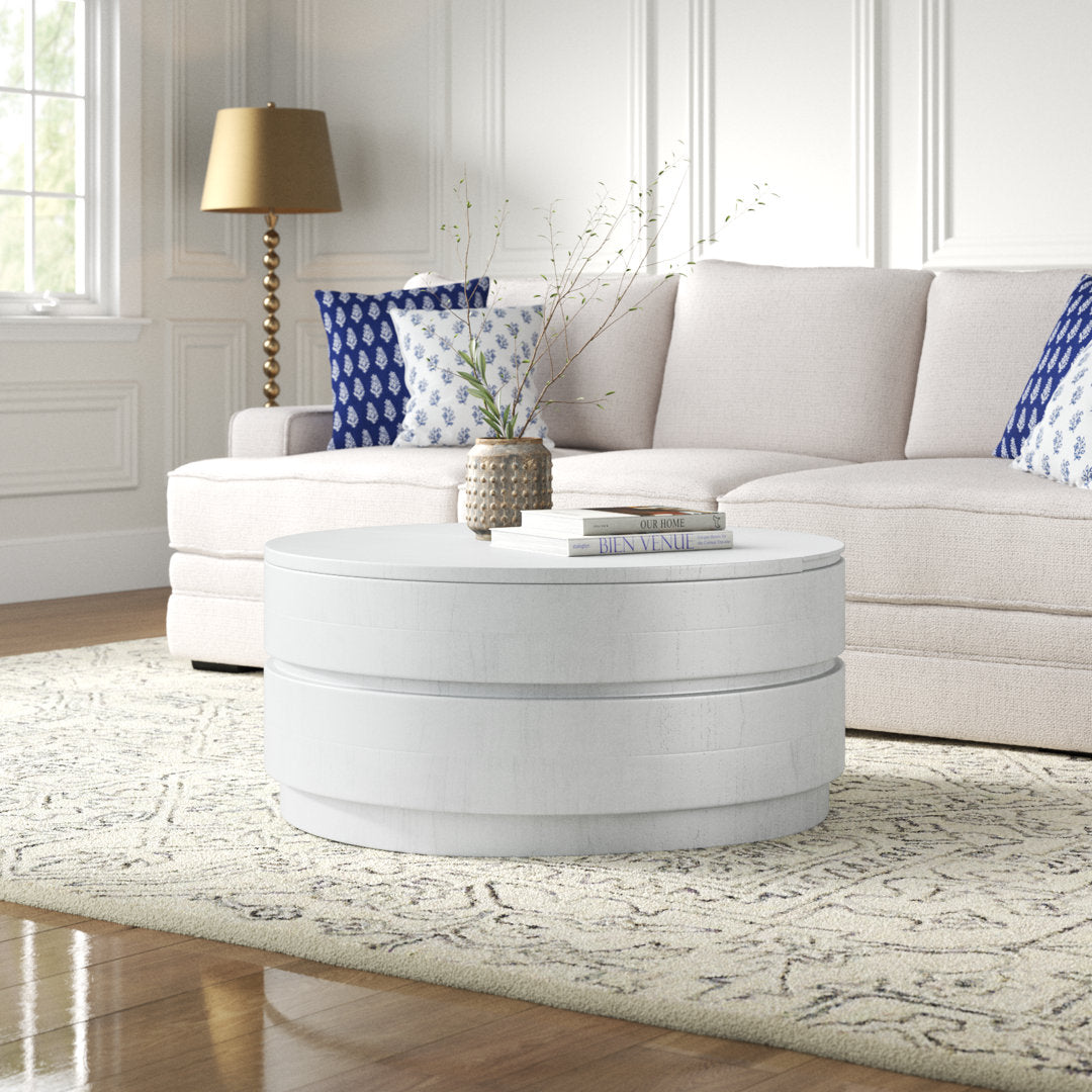 Leanora Solid Wood Lift Top Drum Coffee Table with Storage Birch Lane™