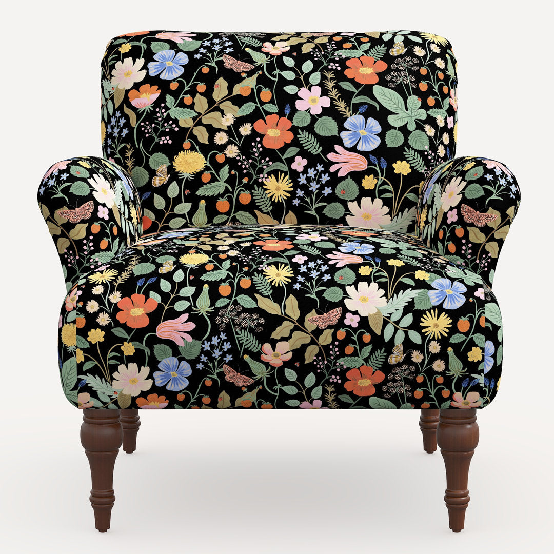 Rifle Paper Co. x Cloth & Company Bristol Armchair Rifle Paper Co. x Cloth & Company Body Fabric: Rpc Stawberry Fields Black Linen