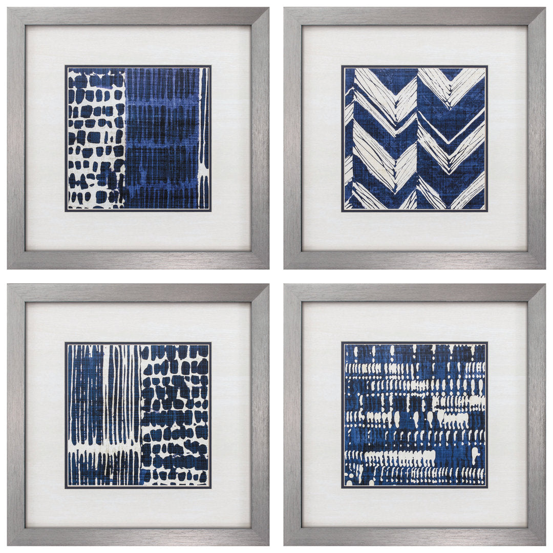 Indigo Batik - 4 Piece Frame Graphic Art Set on Paper (Set of 4) Dakota Fields