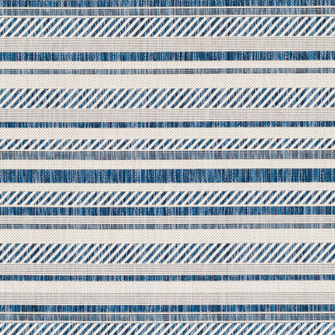Bellino Striped Denim Indoor/Outdoor Area Rug Beachcrest Home™ Rug Size: Round 7'10"