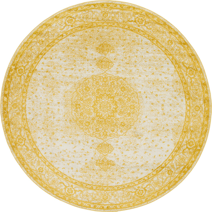 Oriental Yellow Area Rug Charlton Home® Rug Size: Round 8'