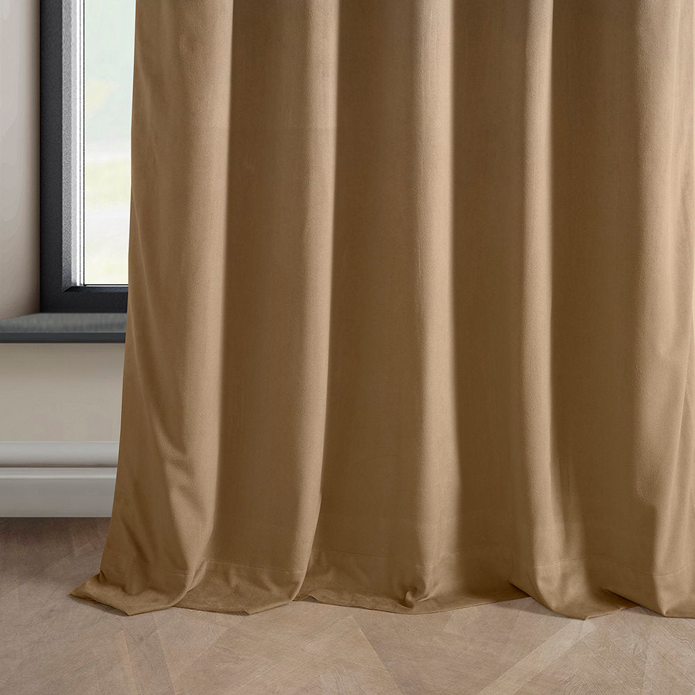 Matra Plush Velvet Curtains for Bedroom - Room Darkening Curtains for Living Room Window Single Panel AllModern Curtain Color: Spiced Rum Size per Panel: 50" W x 108" L
