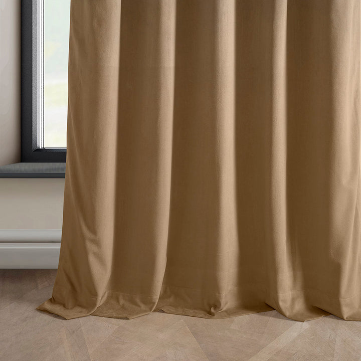 Matra Plush Velvet Curtains for Bedroom - Room Darkening Curtains for Living Room Window Single Panel AllModern Curtain Color: Spiced Rum Size per Panel: 50" W x 108" L