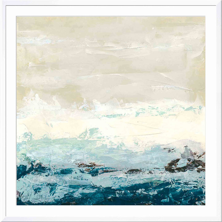 Coastal Currents I by June Erica Vess - Picture Frame Painting Wade Logan® Frame Color: Natural Size: 24"H x 36"W