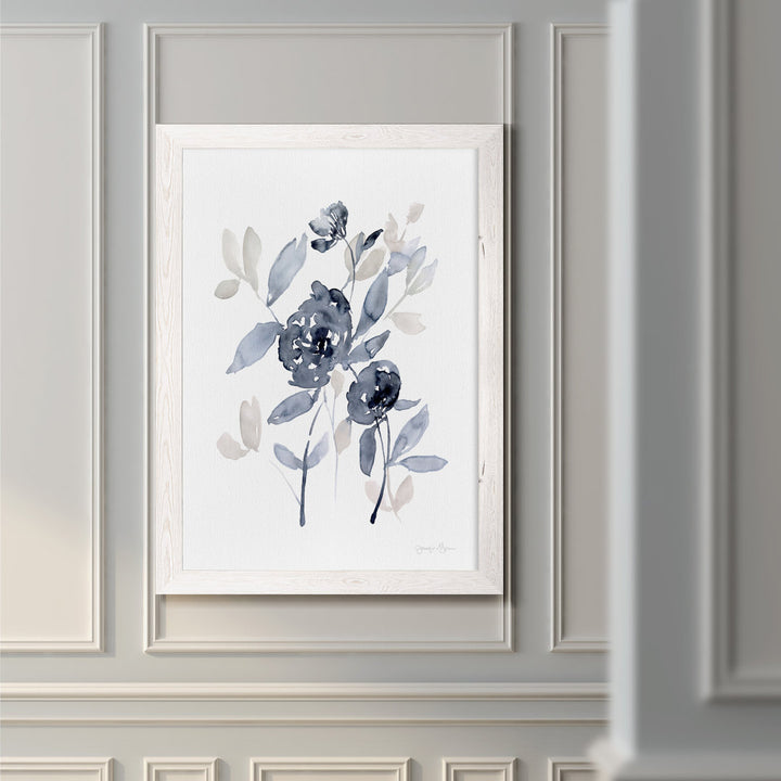 Peonies In Gray I' - Picture Frame Print on Glass Winston Porter Size: 32" H x 44" W x 1.25" D Format: Framed White Canvas