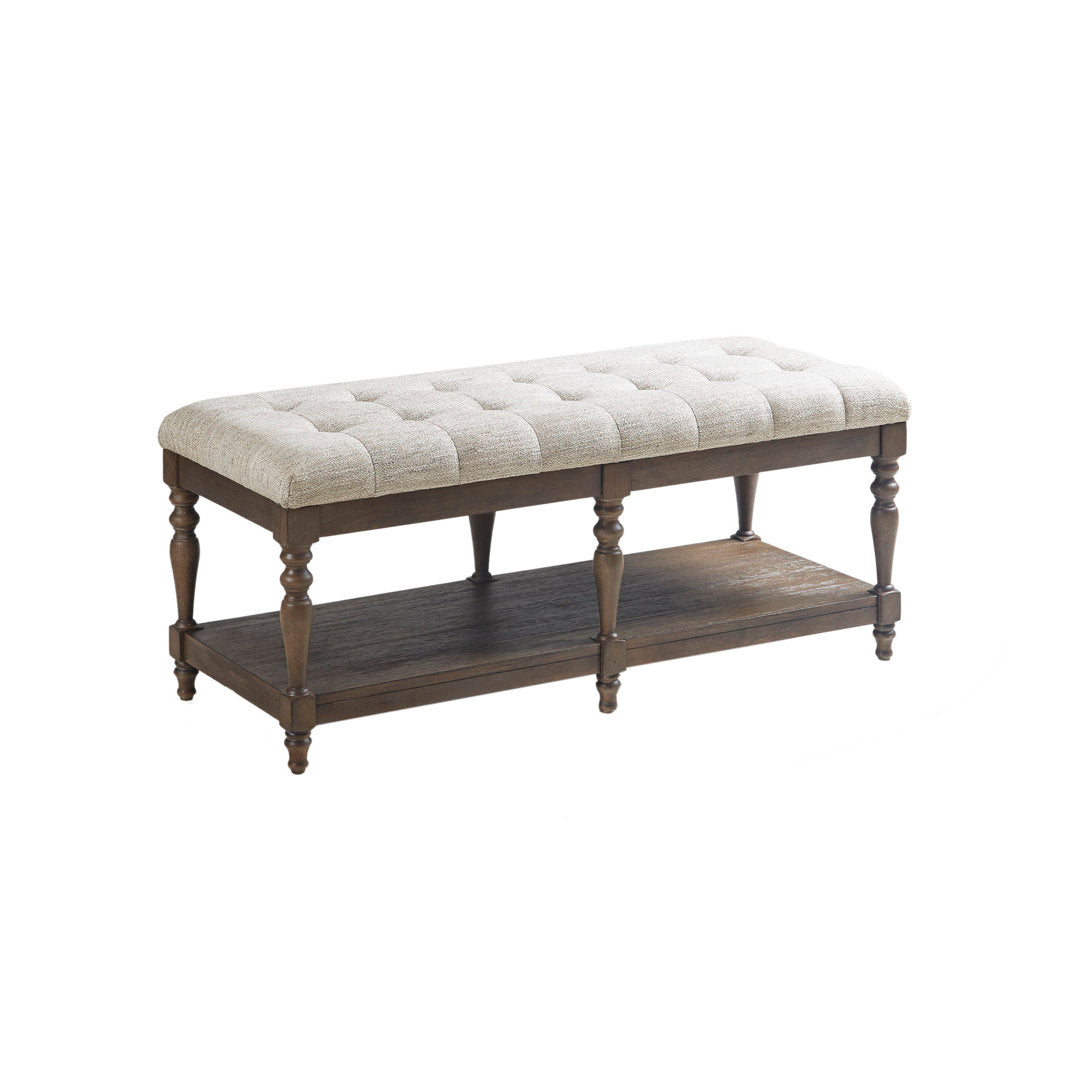 Martha Stewart Highland Tufted Accent Bench with Shelf Martha Stewart