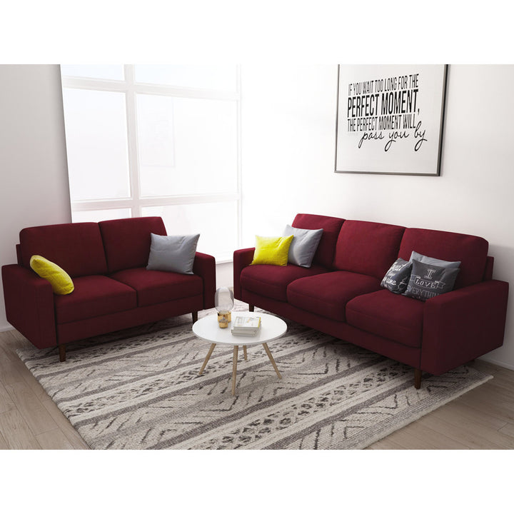 Macsen 2 Piece Standard Living Room Set Wrought Studio™ Leather Type: Dark Red