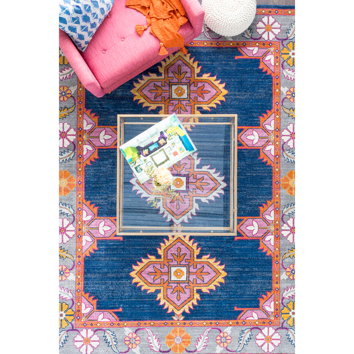 Adelia Oriental Blue/Orange Area Rug Langley Street® Rug Size: Rectangle 9'3" x 12'6"