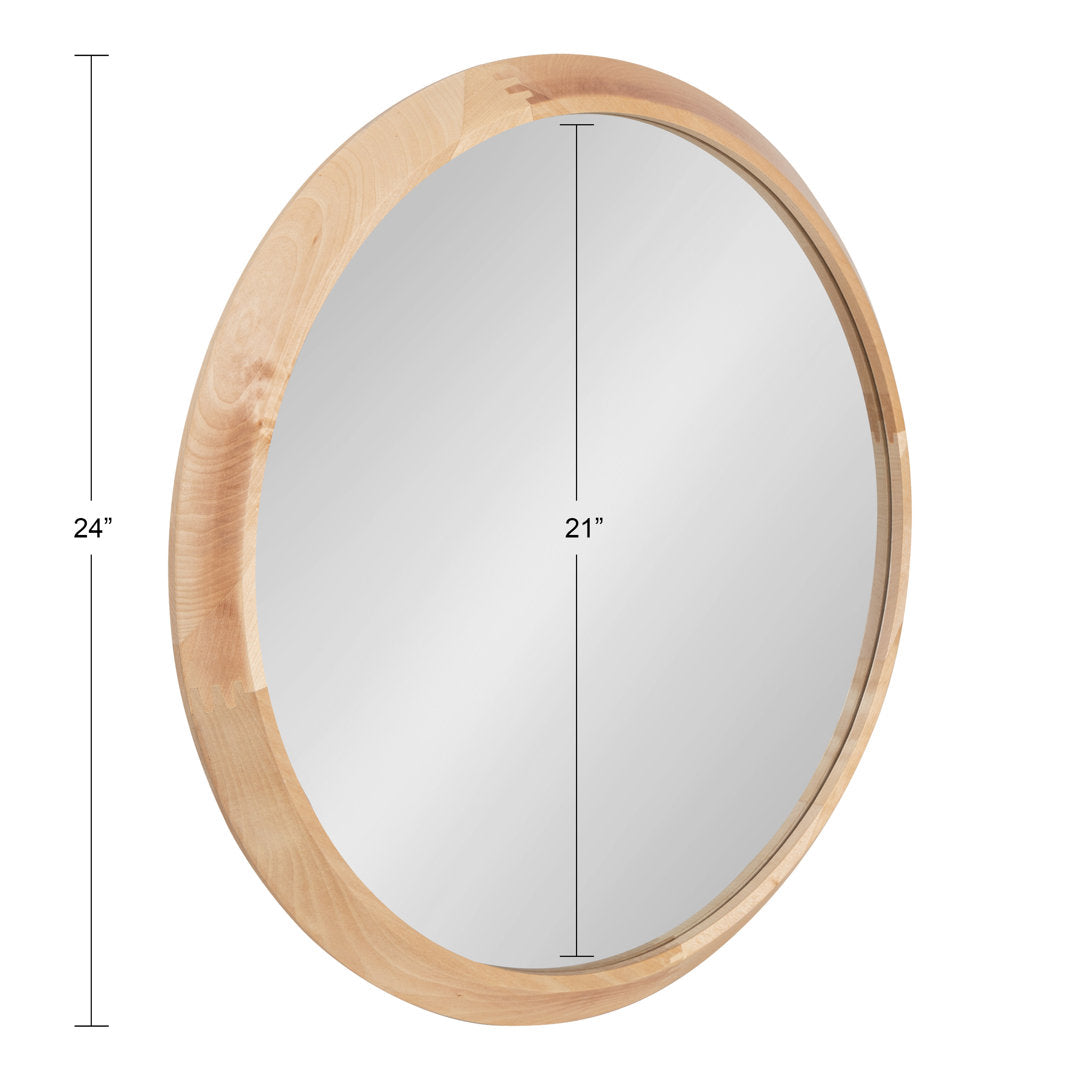 Laylah Wood Framed Mirror 24" Diameter Natural Sand & Stable™