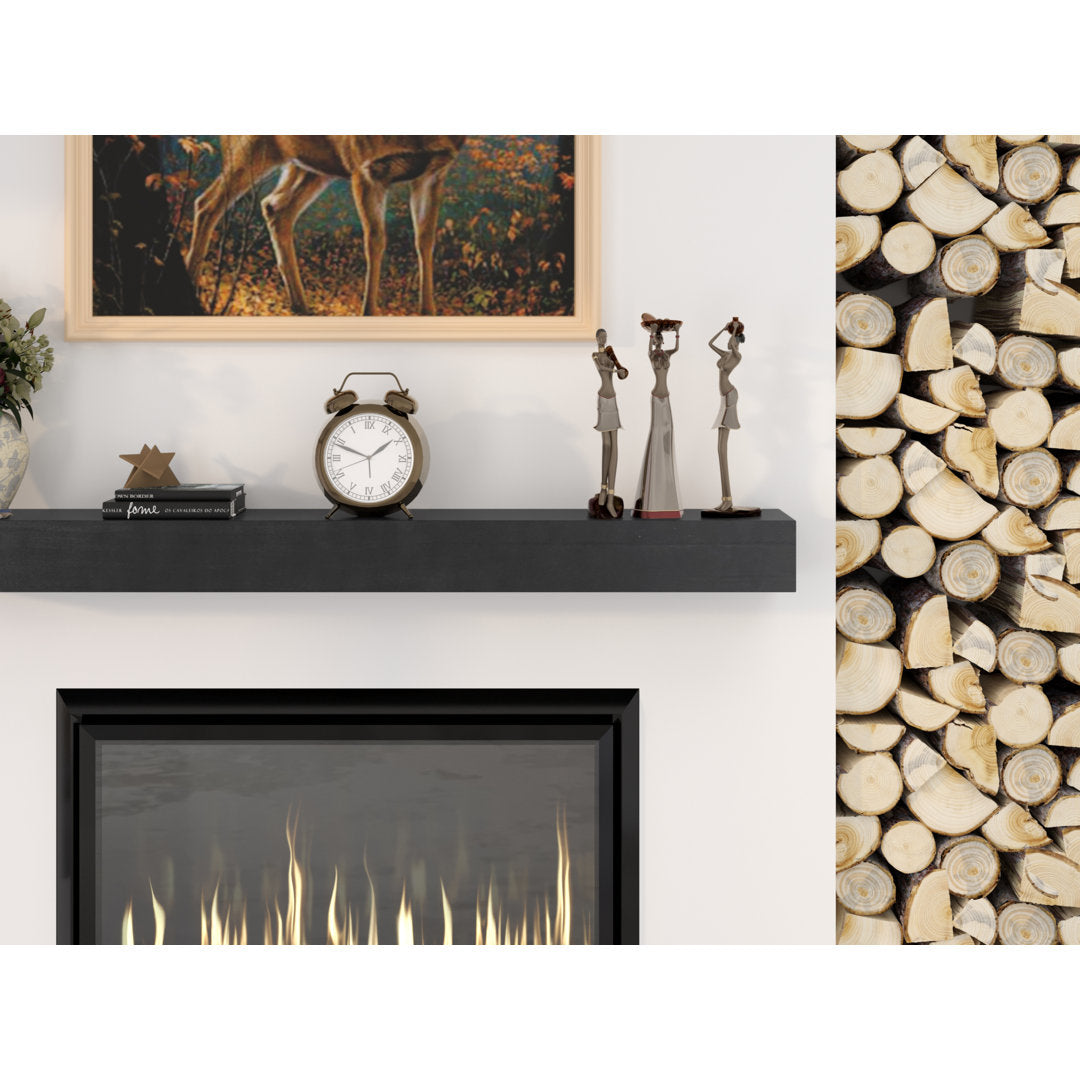 Modern Farmhouse Fireplace Shelf Mantel Dogberry Collections Depth: 9", Finish: Midnight Black, Shelf Length: 48"