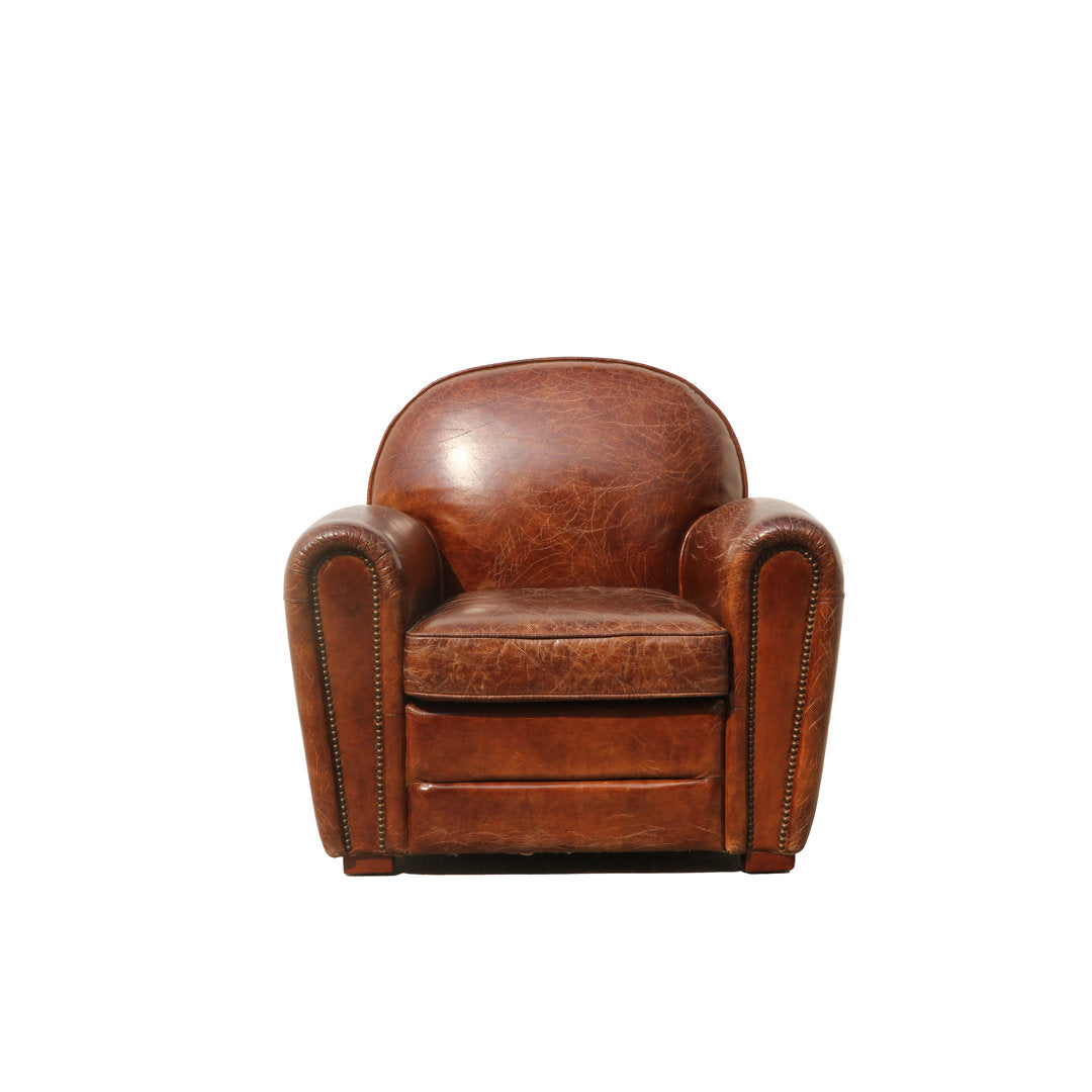 32" Wide Top Grain Leather Armchair Pasargad