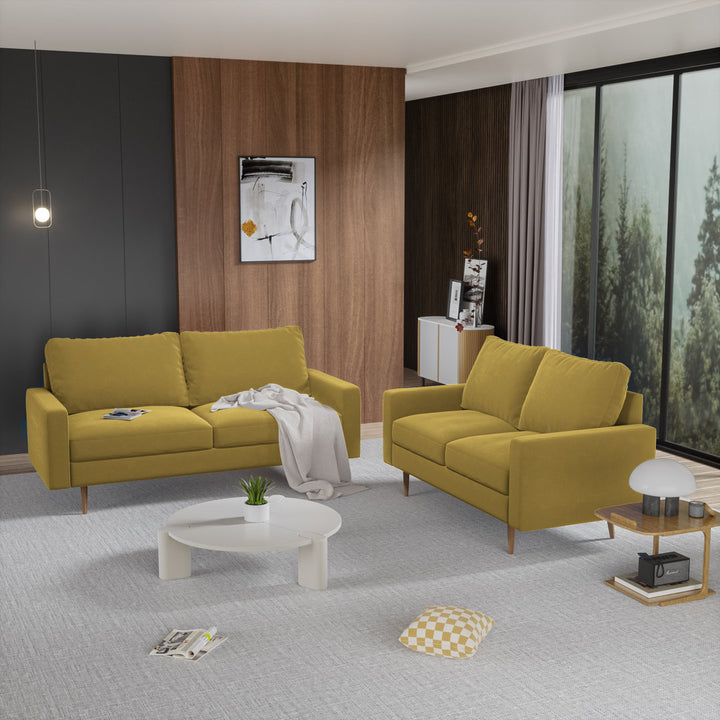 Markham 70" Velvet Square Arm Sofa Willa Arlo™ Interiors Fabric: Golden Rod Polyester