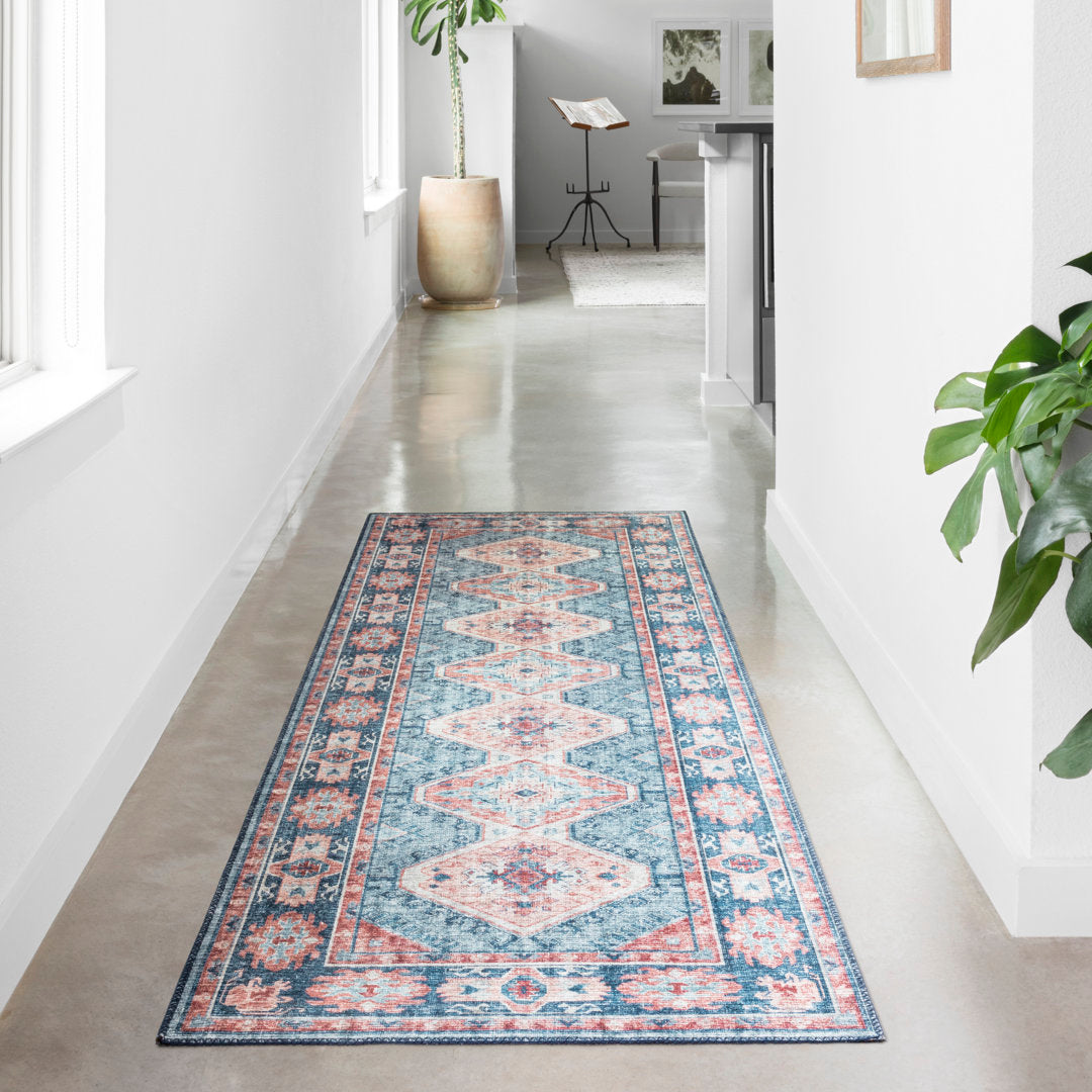 Gelo Turquoise/Terracotta Area Rug Bungalow Rose Rug Size: Runner 2'6" x 7'6"