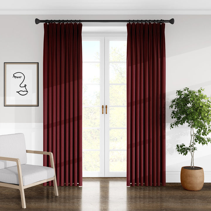 Alia Velvet Solid Color Pinch Pleat Curtain Panels The Tailor's Bed Curtain Color: Merlot Size per Panel: 20" W x 108" L