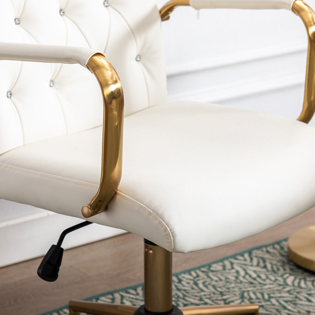 Von Executive Chair 23" Wide Leather Diamond-Tufted Swivel Adjustable Height Glam Style Etta Avenue™