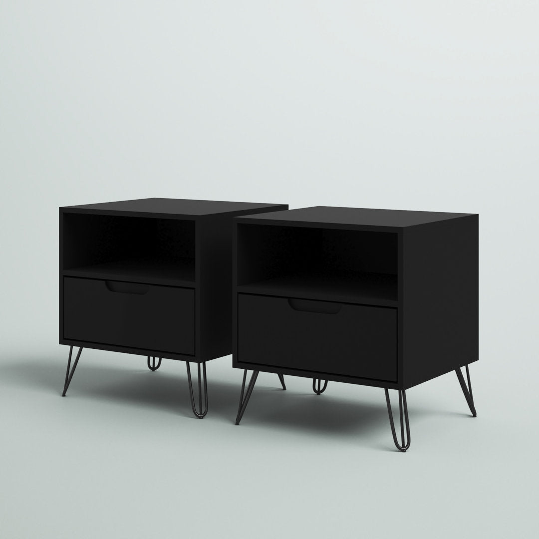 Darbie Drawer Nightstand Zipcode Design™ Color: Black Quantity: Set of 2