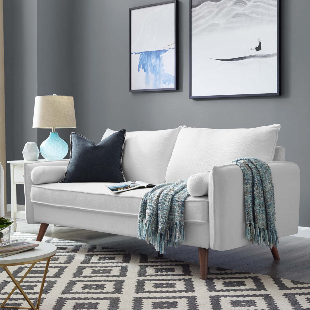Modway Revive Upholstered Fabric Loveseat Modway Upholstery Color: White Polyester
