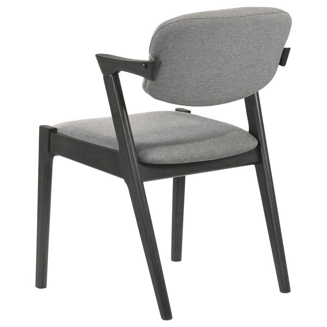 Artresha Upholstered Arm Chair (Set of 2) Wade Logan® Leg Color: Black, Color: Fabric Dark Gray
