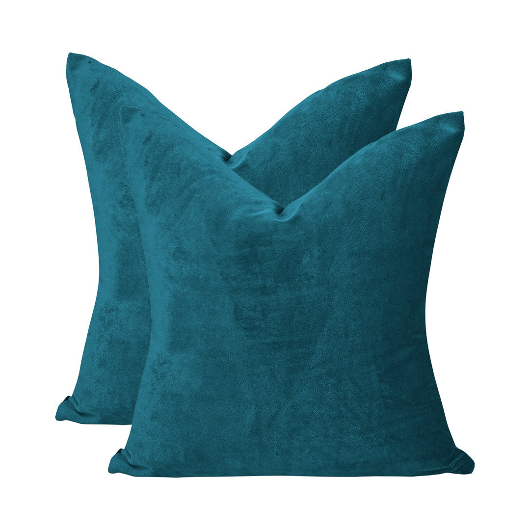Velvet Throw Square Pillow Cover (Set of 2) Lilijan Home & Curtain Color: 34 Midnight Green Size: 16" x 16"