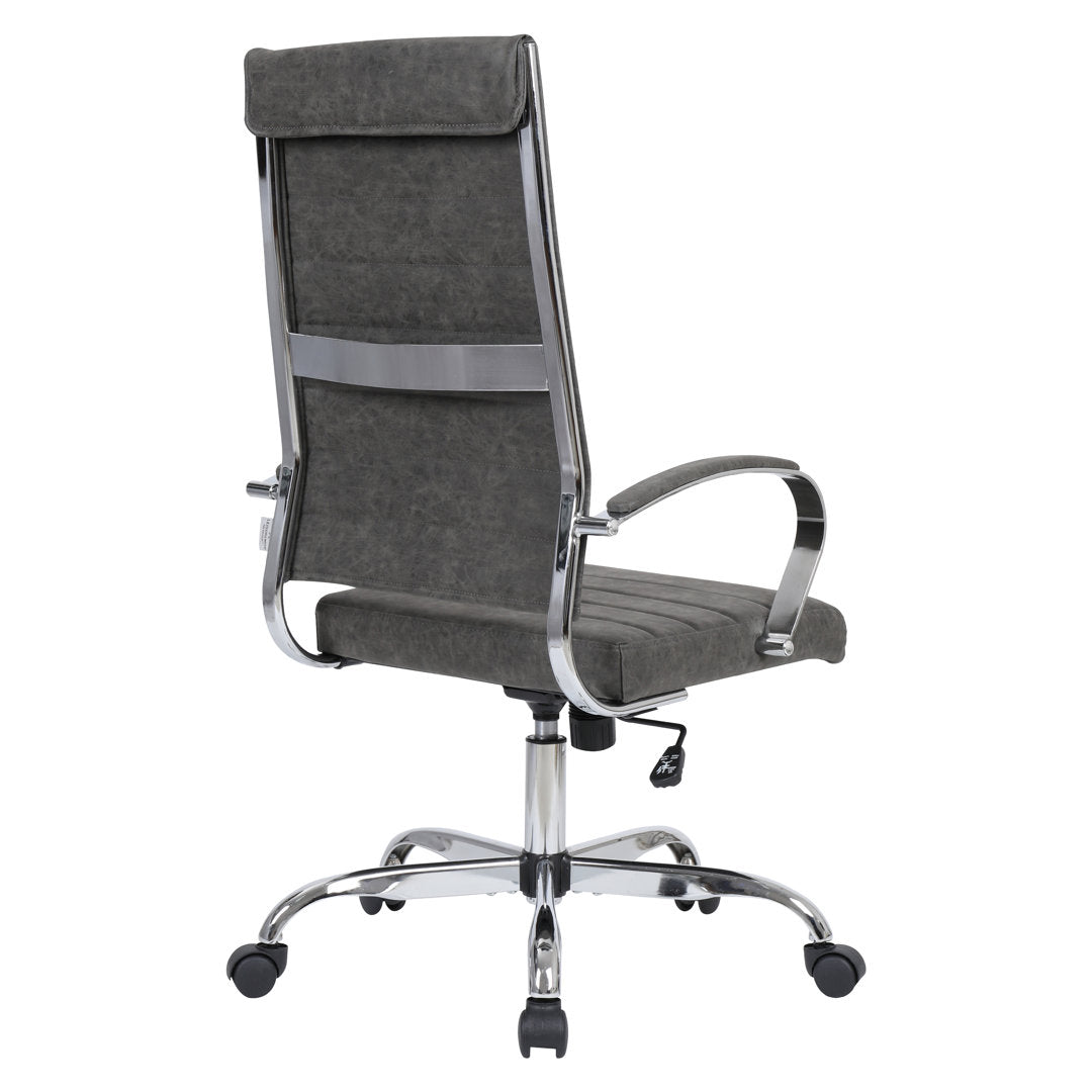 Mulkey High-Back Leather Office Chair with Adjustable Height, Swivel, and Tilt Orren Ellis Upholstery Color: Charcoal