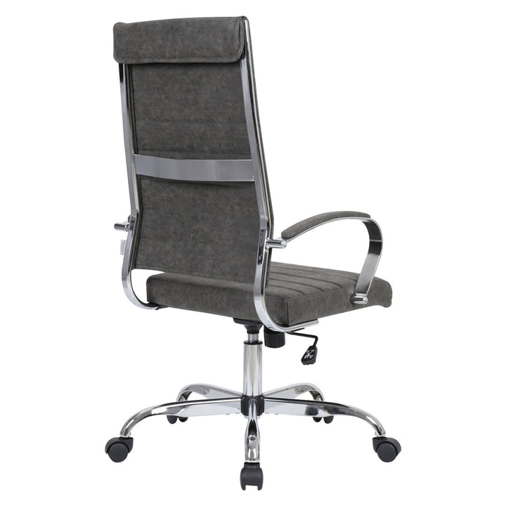 Mulkey High-Back Leather Office Chair with Adjustable Height, Swivel, and Tilt Orren Ellis Upholstery Color: Charcoal