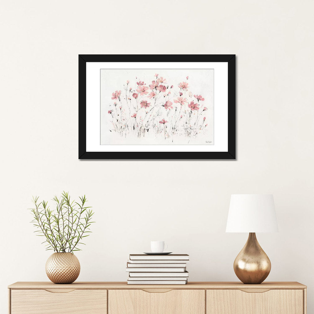 Wildflowers Pink I' Print on Canvas East Urban Home Mat Color: No Mat Size: 18" H x 26" W x 1.5" D Format: Black Framed Fine Art Paper