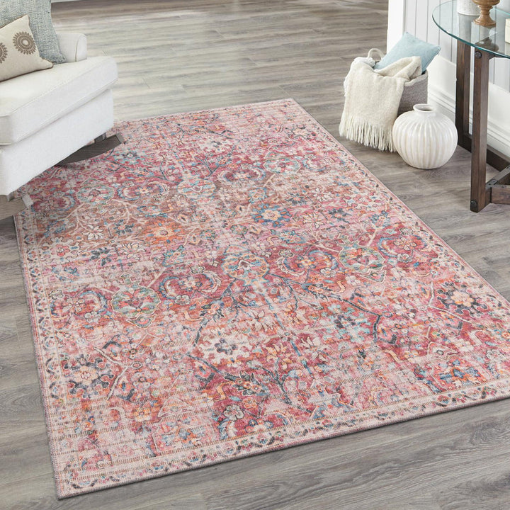 Engelhardt Floral Machine Made Power Loom Chenille Area Rug in Ivory/Pink Mistana™ Rug Size: Rectangle 5'11" x 9'